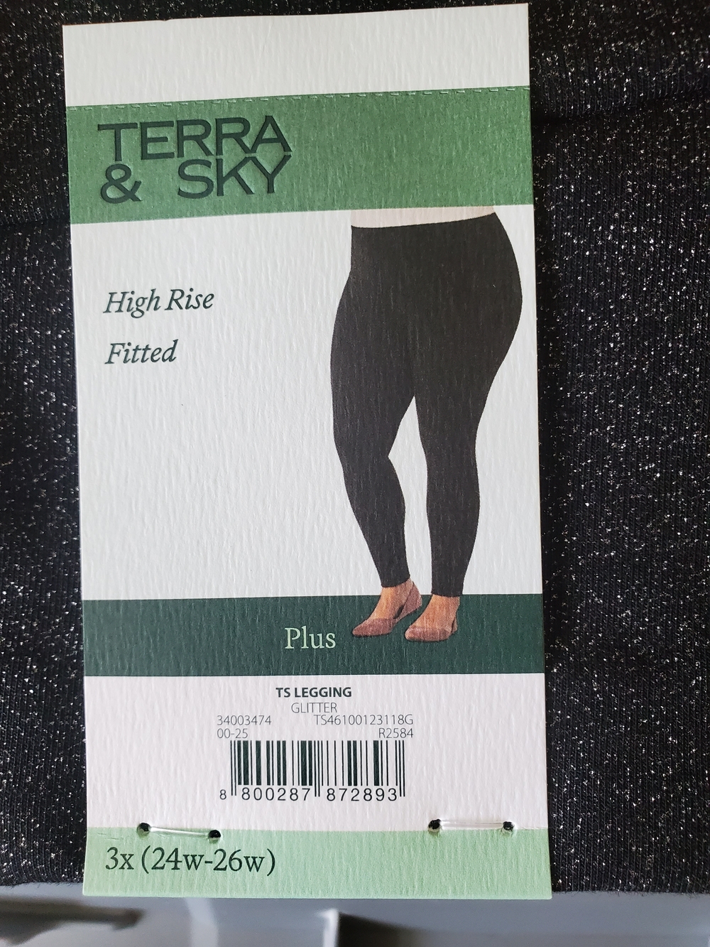 Terra & Sky Black Glitter Plus High-Rise Leggings